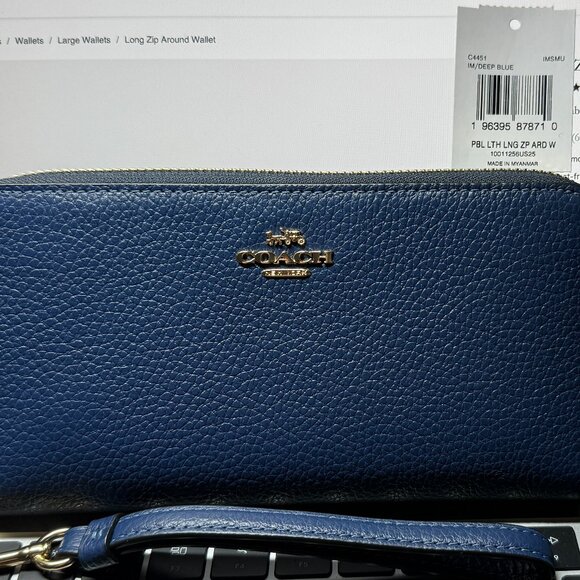Coach Handbags - Coach Pebbled Leather Long Zip Around Wallet